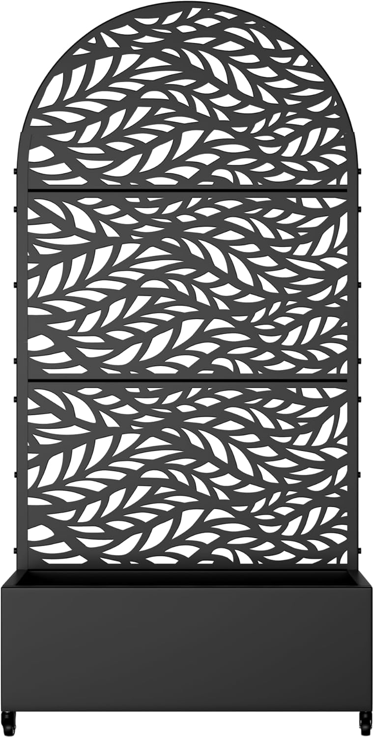 Casaphoria Metal Raised Garden Bed with Trellis and Wheels, 72"x35"x16" Planter Box for Climbing