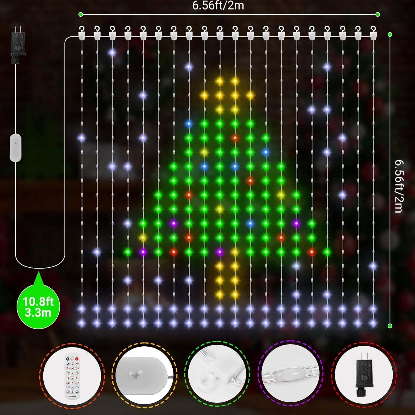 Smart Curtain Lights 400 LED, Color Changing LED Curtain Lights 6.6 * 6.6 FT, Dynamic DIY Fairy