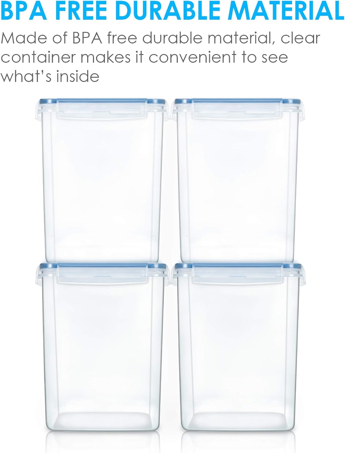 Vtopmart Large Food Storage Containers 5.2L / 175oz, 4 Pieces BPA Free Plastic Airtight Canisters