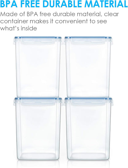 Vtopmart Large Food Storage Containers 5.2L / 175oz, 4 Pieces BPA Free Plastic Airtight Canisters