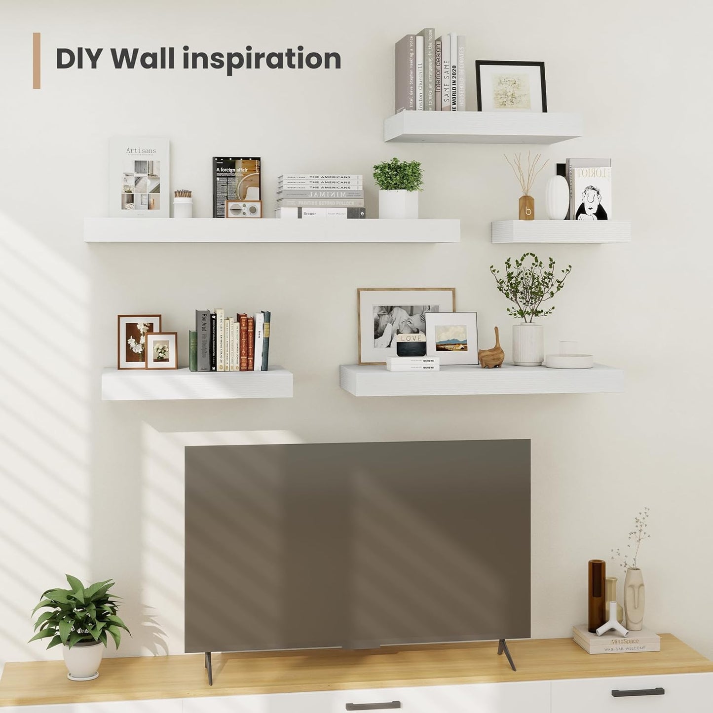 Heimlove 12 Inch Deep Floating Shelves, 12 x 12 inches Long Wall Shelf, Large Extra Display Shelf &