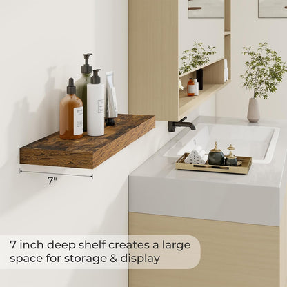 24 inch Floating Shelves Long Floating Shelves for Wall Large Wall Mounted Shelves with Invisible