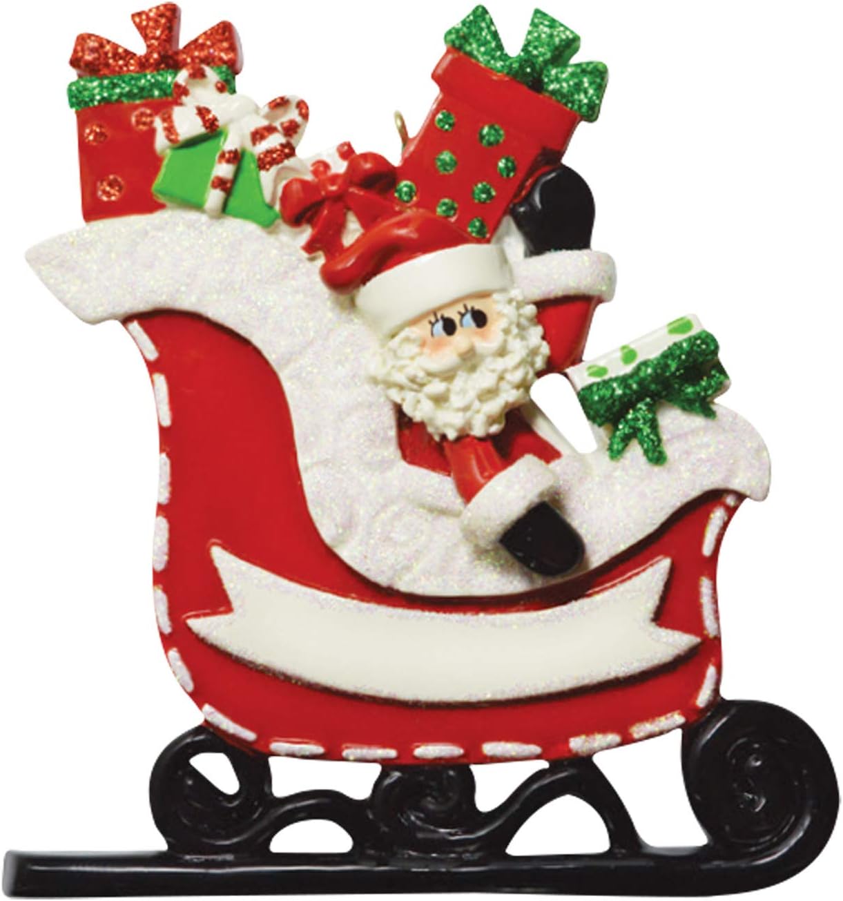 Personalized Christmas Ornaments 2024 - Customized Santa in Red Sleigh Keepsake Ornaments for