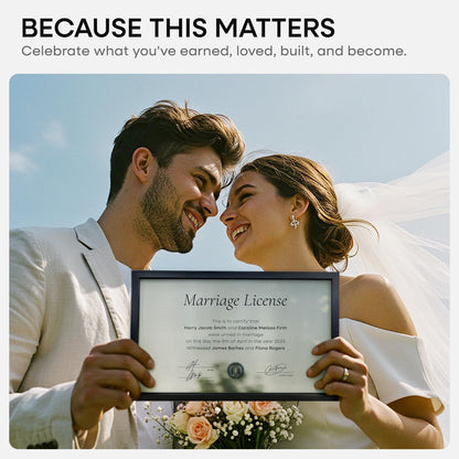 Homeforia 8.5 x 14 Marriage License Frame Black, High End Metal 8.5x14 Marriage Certificate Frames