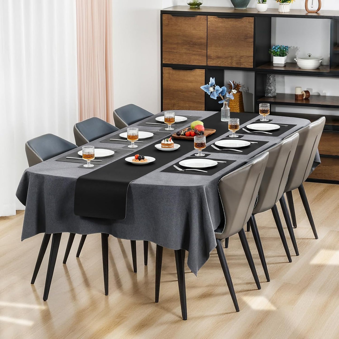 Myir JUN Placemats Dual Sided, Faux Leather Place Mats Set of 6 Indoor Placemats for Dining Table