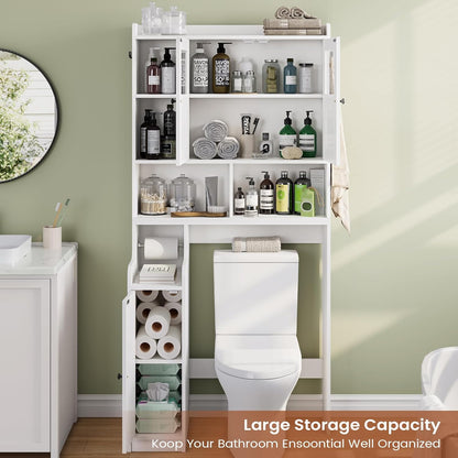 Itaar Over The Toilet Storage Cabinet, Over Toilet Bathroom Organizer with Glass Doors & Toilet