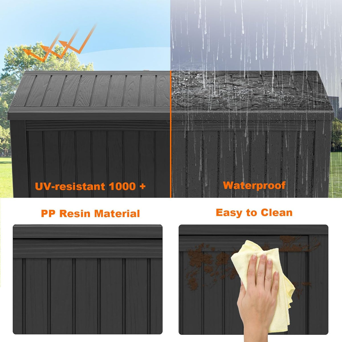 180 Gallon Resin Deck Box, Lockable Patio Outdoor Storage Box for Furniture, Garden Tools and Tools
