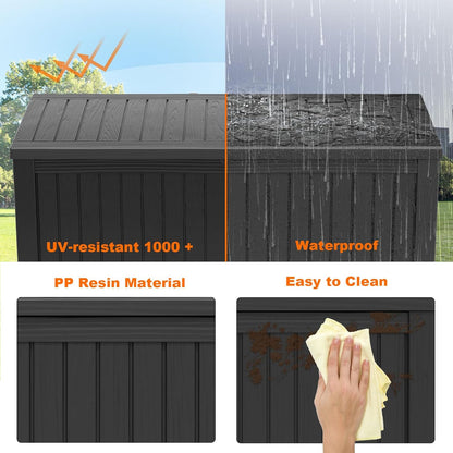 180 Gallon Resin Deck Box, Lockable Patio Outdoor Storage Box for Furniture, Garden Tools and Tools