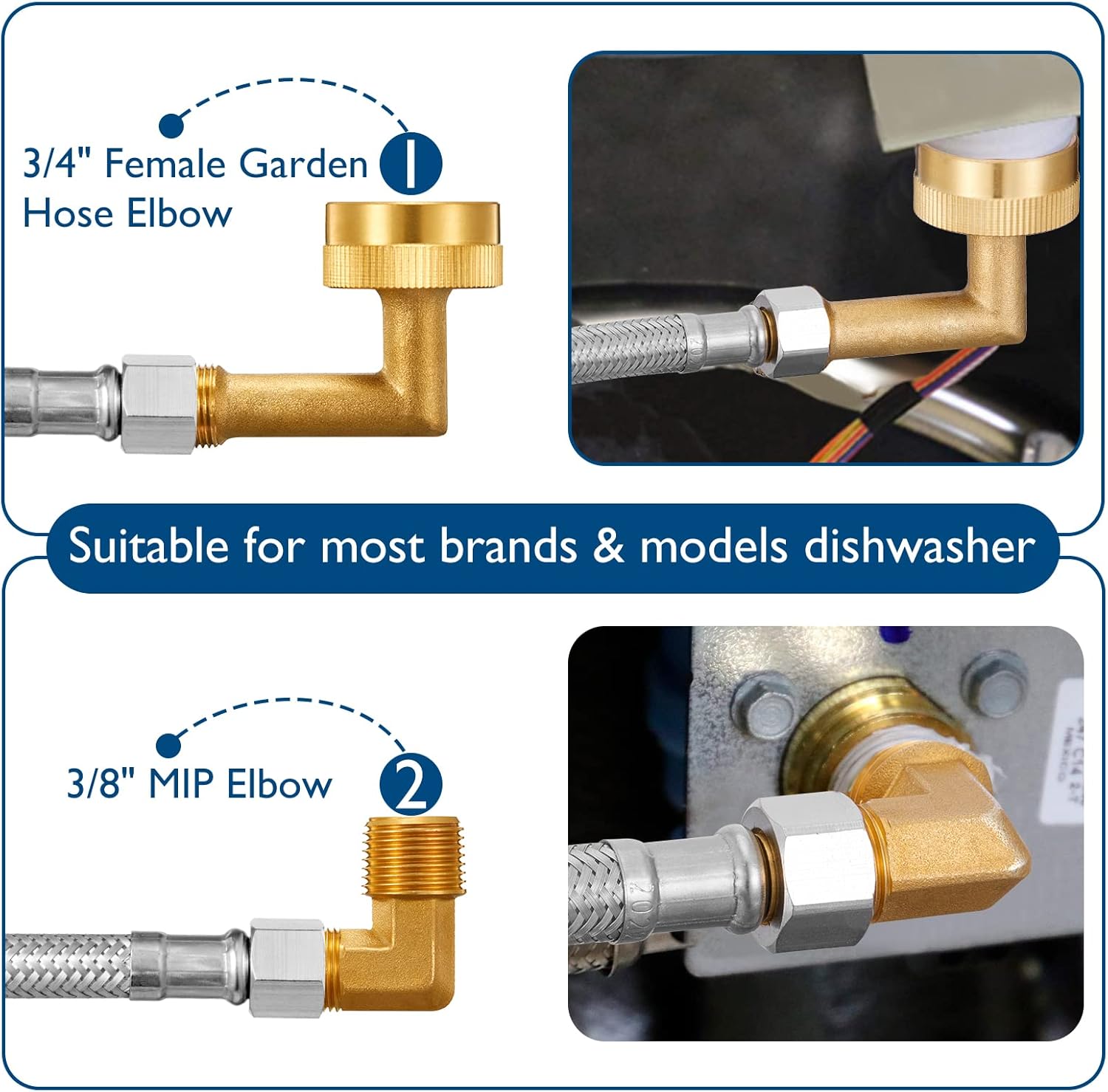 Dishwasher Installation Kit - 10 FT Stainless Steel Braided Dishwasher Hose kit,Food Grade PEX
