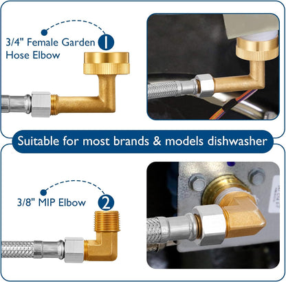 Dishwasher Installation Kit - 10 FT Stainless Steel Braided Dishwasher Hose kit,Food Grade PEX