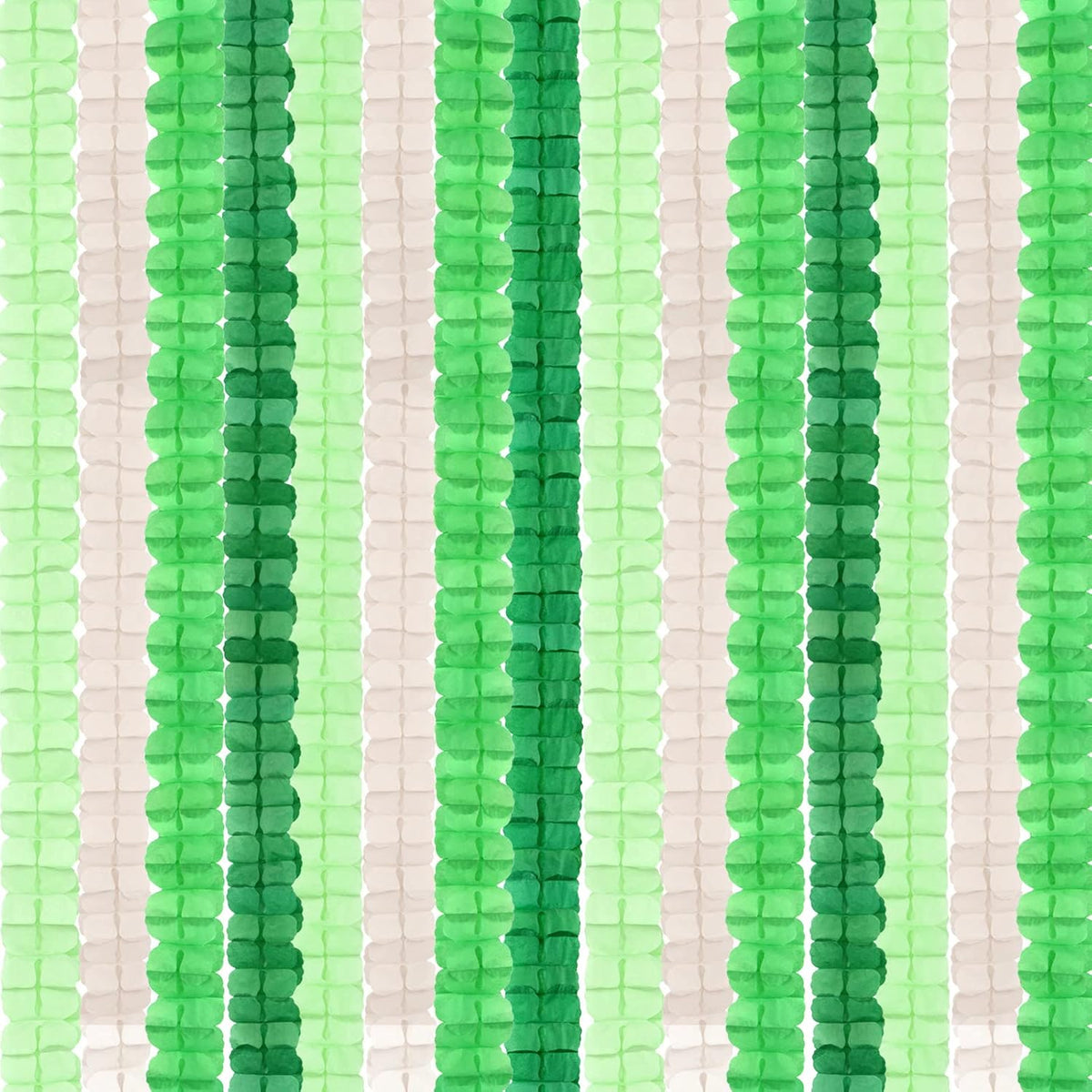 Green-White Party Decorations Streamers Garland - 157Ft Four-Leaf Clover Hanging Banner, Jungle
