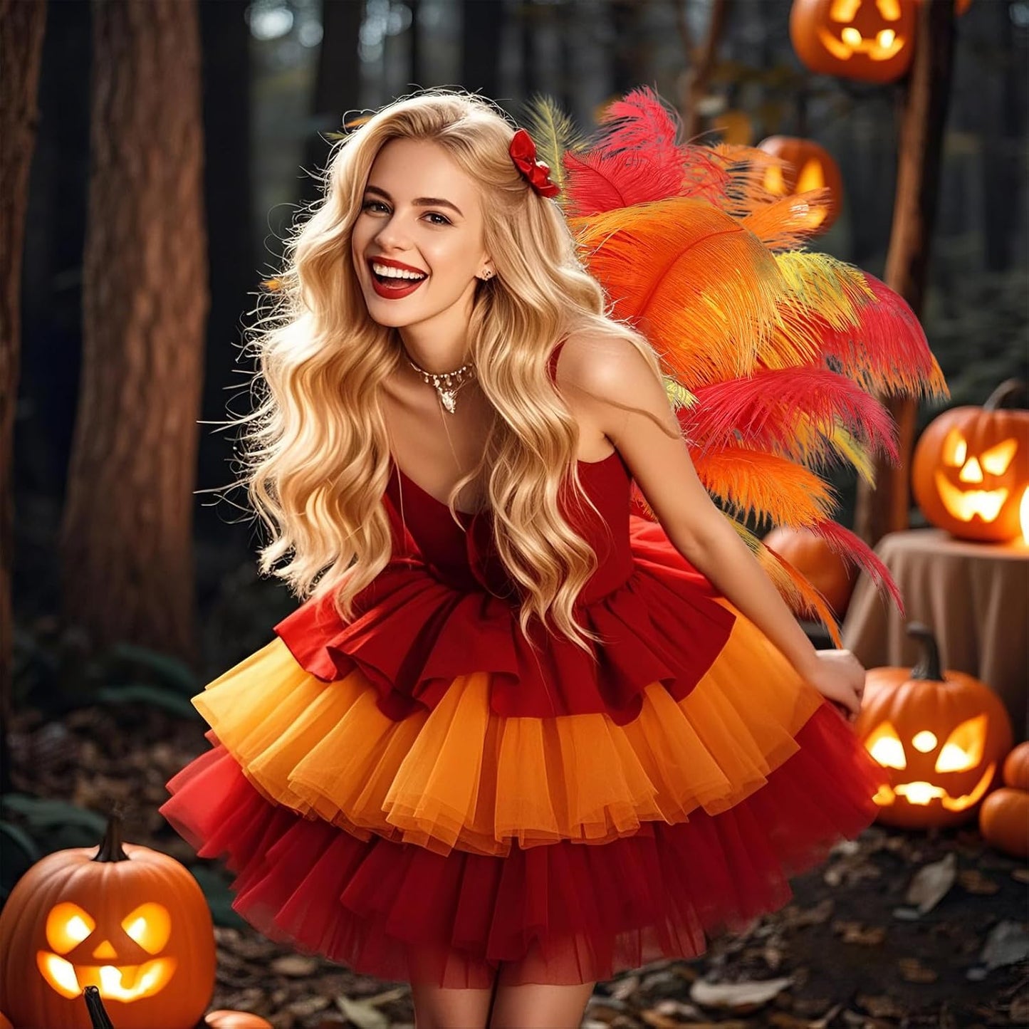 THARAHT Red Orange Yellow Ostrich Feathers 12pcs Natural Bulk 8-10Inch 20cm-25cm for Crafts Wedding