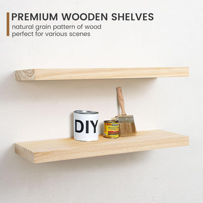 Fun Memories Farmhouse Floating Shelves - 8 Inch Deep Rustic Wood Wall Shelf - Premium Solid Pine