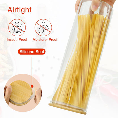 Glass Jars with Bamboo Lids, 72oz 3Pcs Kitchen Glass Containers with Bamboo Lids, Airtight Glass