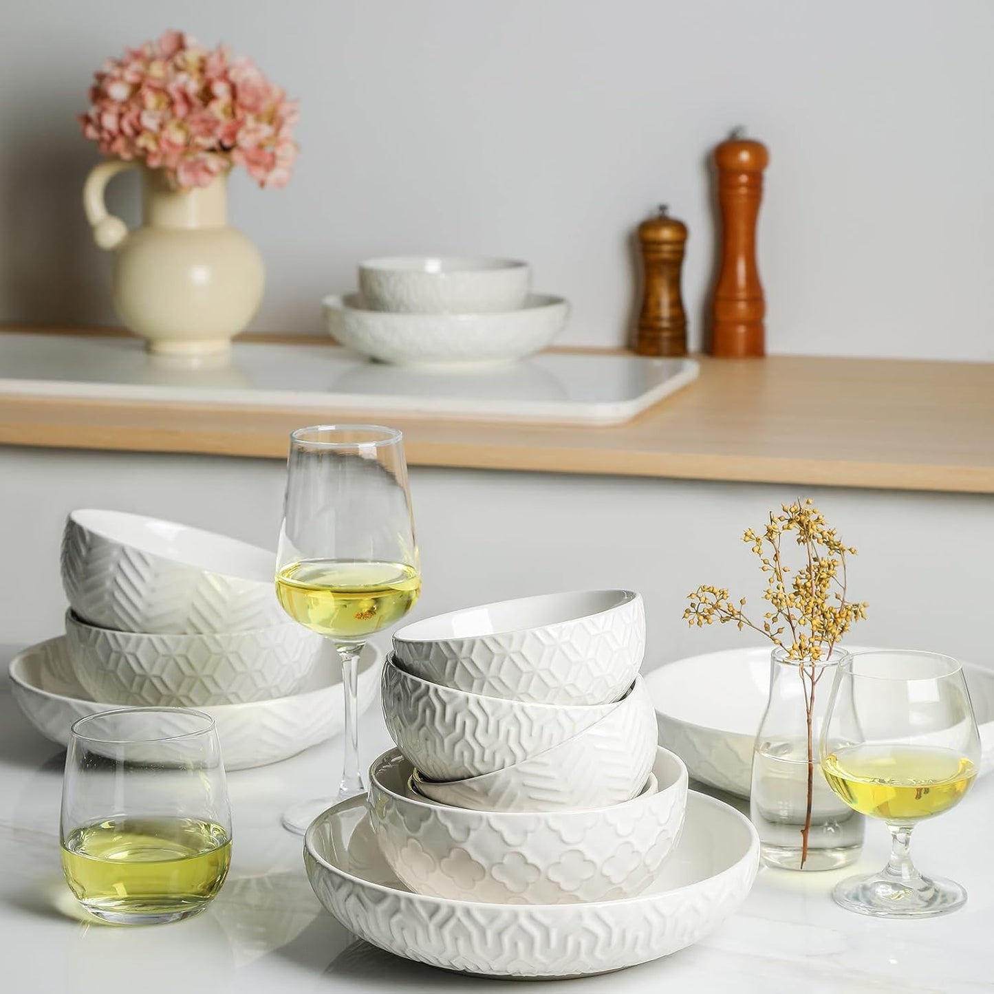 Sureasy Ceramic Ice Cream Bowls Set of 4-12 oz White Small Dessert Bowls for Kitchen, Perfect for