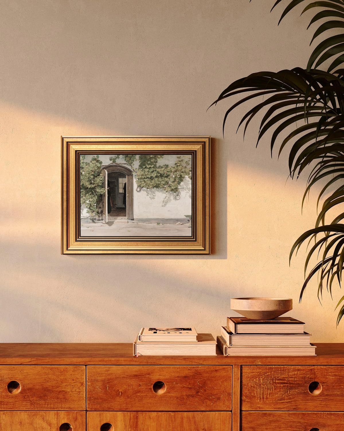 HUARCEY Gold Framed Vintage Wall Art Vineman Climbing The Walls Farmhouse Wall Decor Opening Door