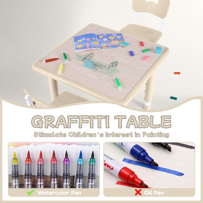Toddler Table and Chair Set, Height Adjustable-Upgrade Kids Table and 2 Chairs for Ages 3-8