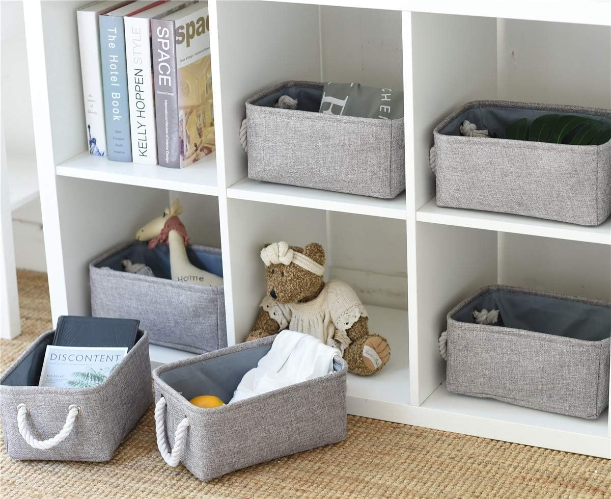 TheWarmHome Storage Bins for Shelves - 11.8x7.9x5.2 inch Grey Small Storage Baskets for Organizing