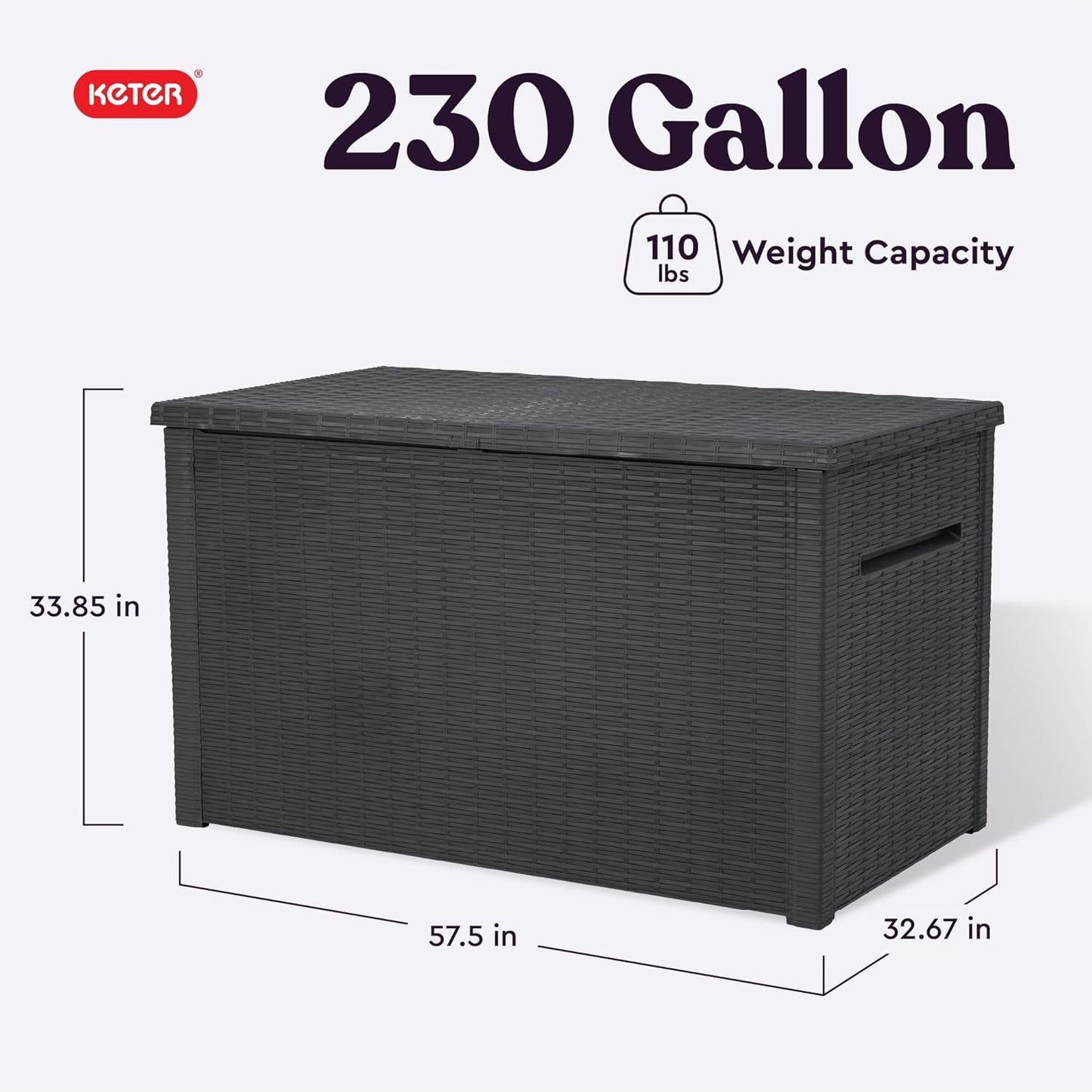 Keter Java XXL 230 Gallon Resin Rattan Look Large Outdoor Storage Deck Box for Patio Furniture