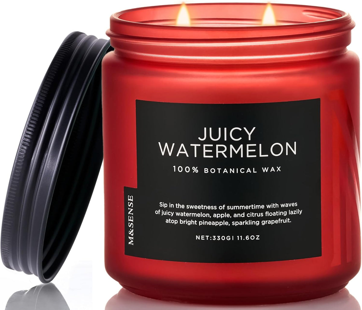 M&SENSE Juicy Watermelon Scented Candle - 11.6oz Clean Non Toxic Natural Soy Wax 70-Hour Burn Long