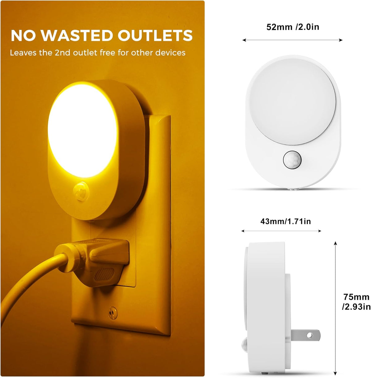L LOHAS LED Plug in Night Light with Motion Sensor and Dusk to Dawn Sensor,[4-PACK] Night Lights