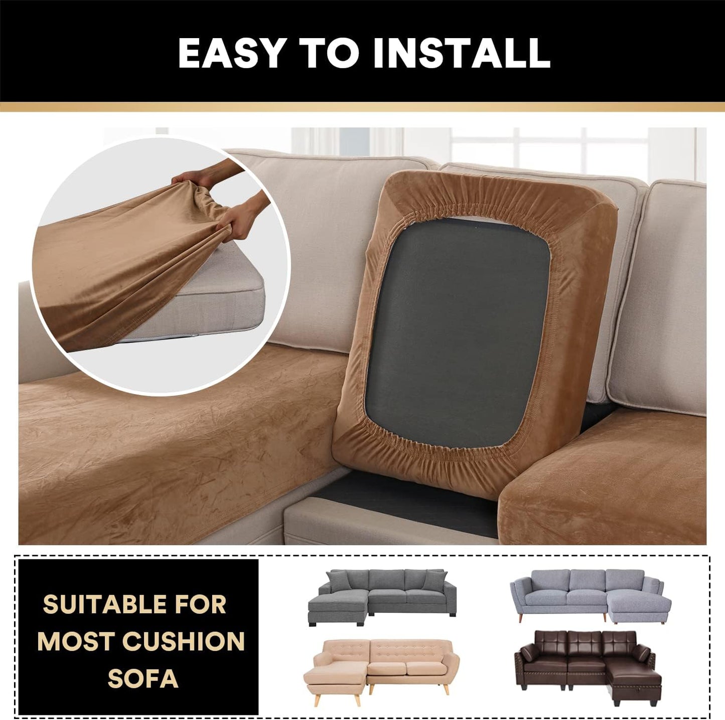 PrinceDeco Sectional Couch Covers 3 Pieces Velvet Sofa Covers L Shape Soft Couch Covers for