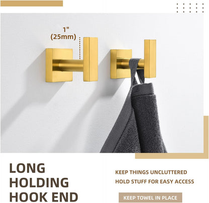 Angle Simple Towel Hooks for Bathroom, SUS 304 Stainless Steel Square Robe Coat Wall Hooks, Hand