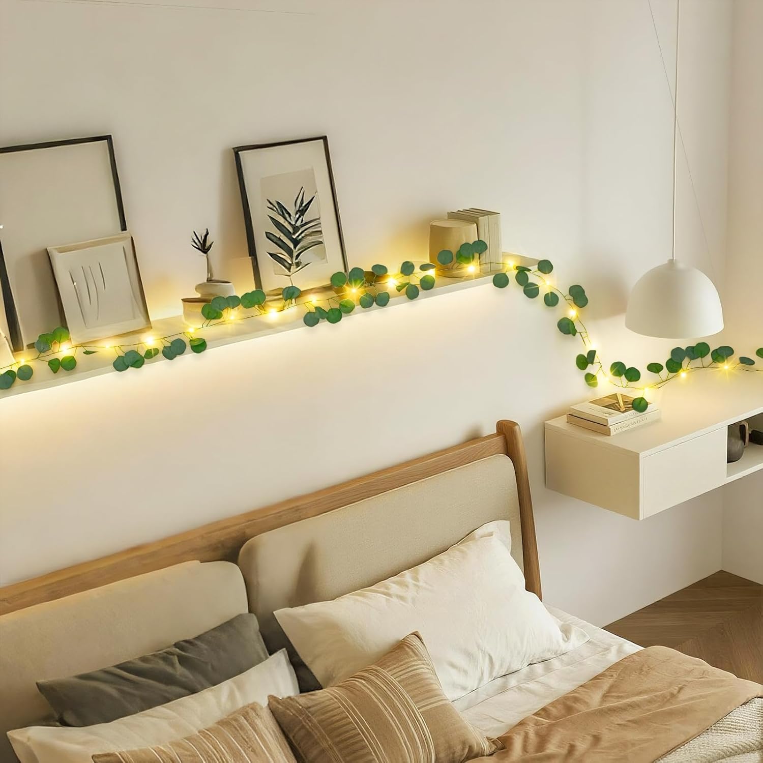JMEXSUSS 33 FT 100 LED Eucalyptus Vine Fairy Lights, Vines with Lights Battery Operated with
