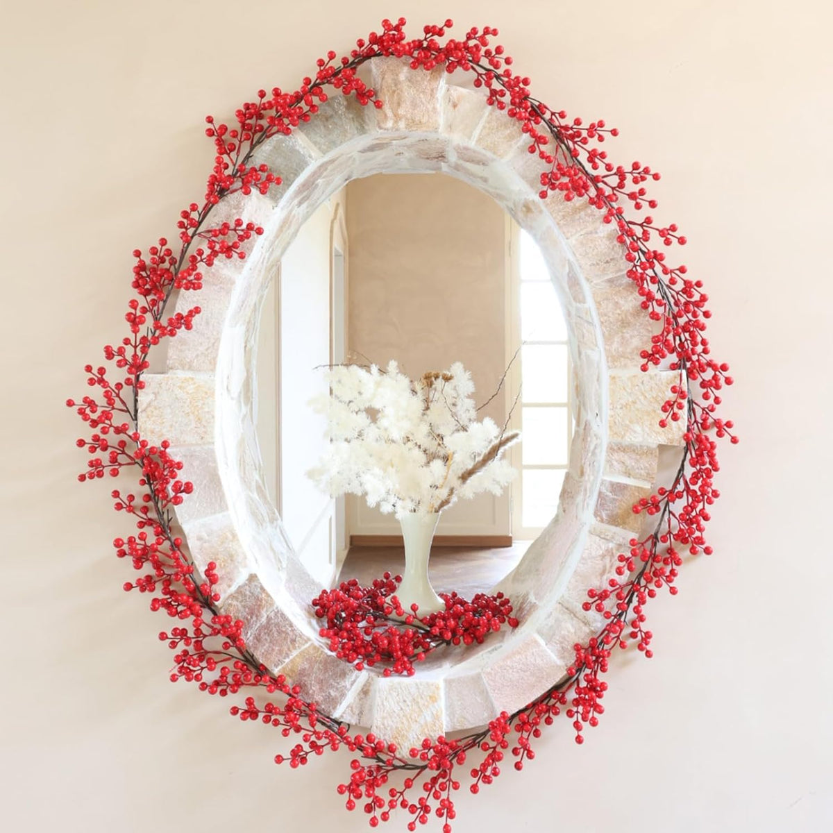 Joyhalo Red Berry Garland - 8.9 FT Christmas Holly Berry Vine for Christmas Tree, Winter Berry