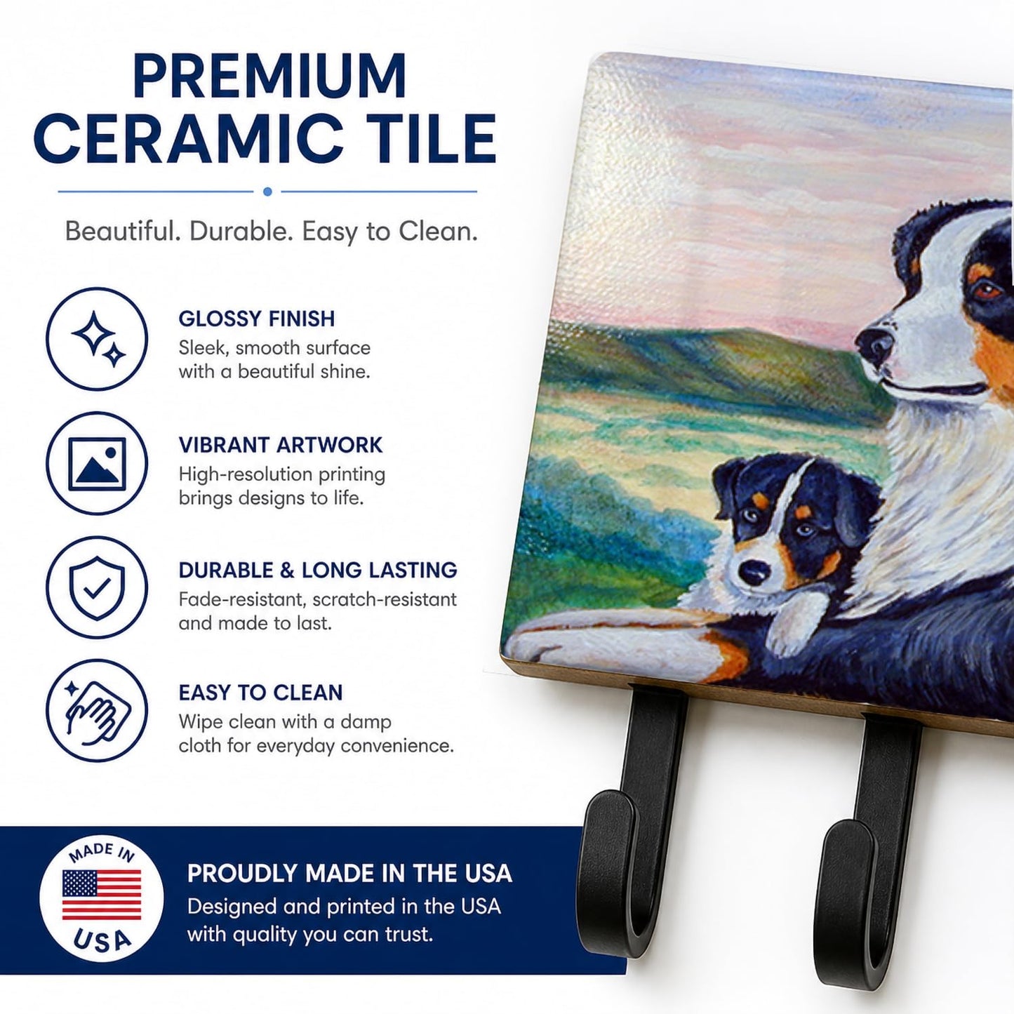 Caroline's Treasures 7511TH68 Australian Shepherd Leash or Key Holder, Wall Hooks, Key Hooks