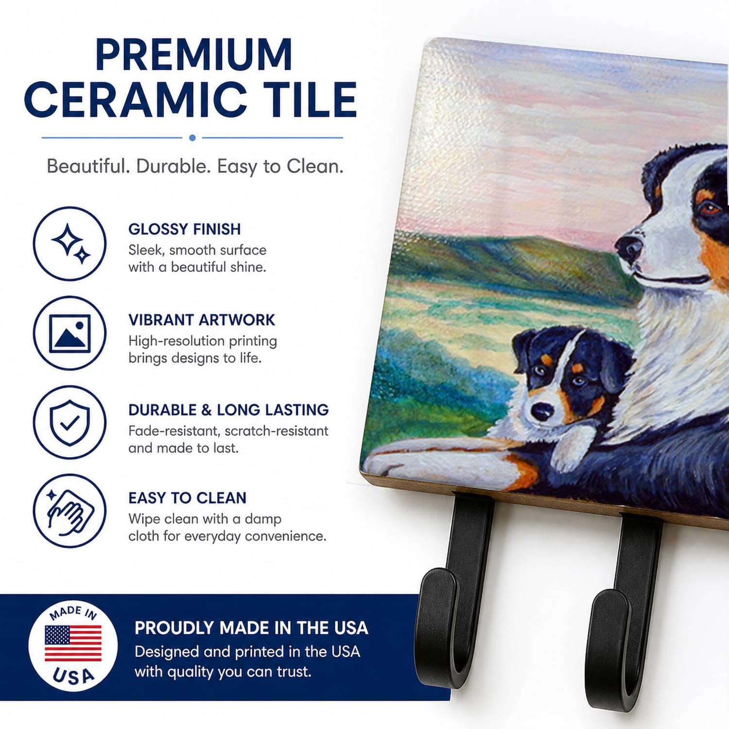 Caroline's Treasures 7511TH68 Australian Shepherd Leash or Key Holder, Wall Hooks, Key Hooks