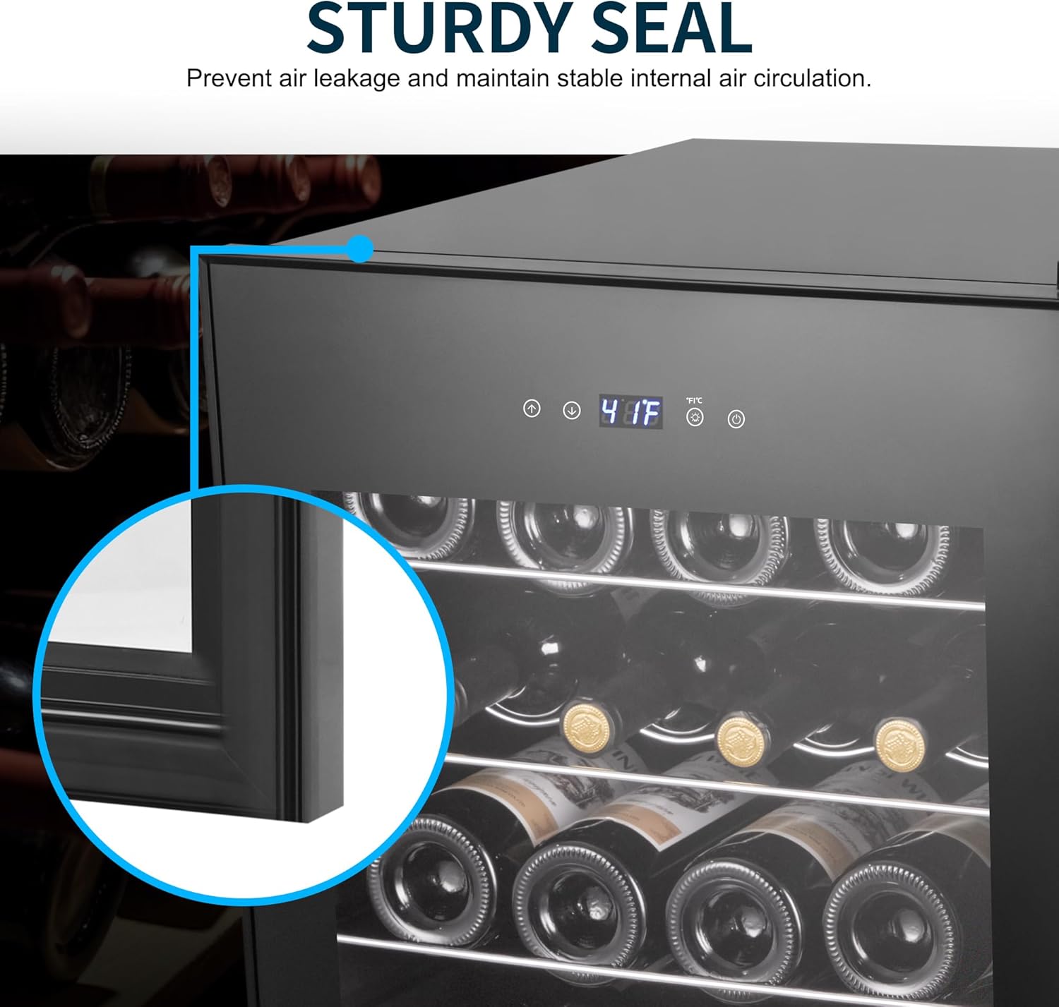 24 Bottles Wine Cooler Refrigerator, Small Wine Fridge Mini Wine Fridge Countertop with Glass Door