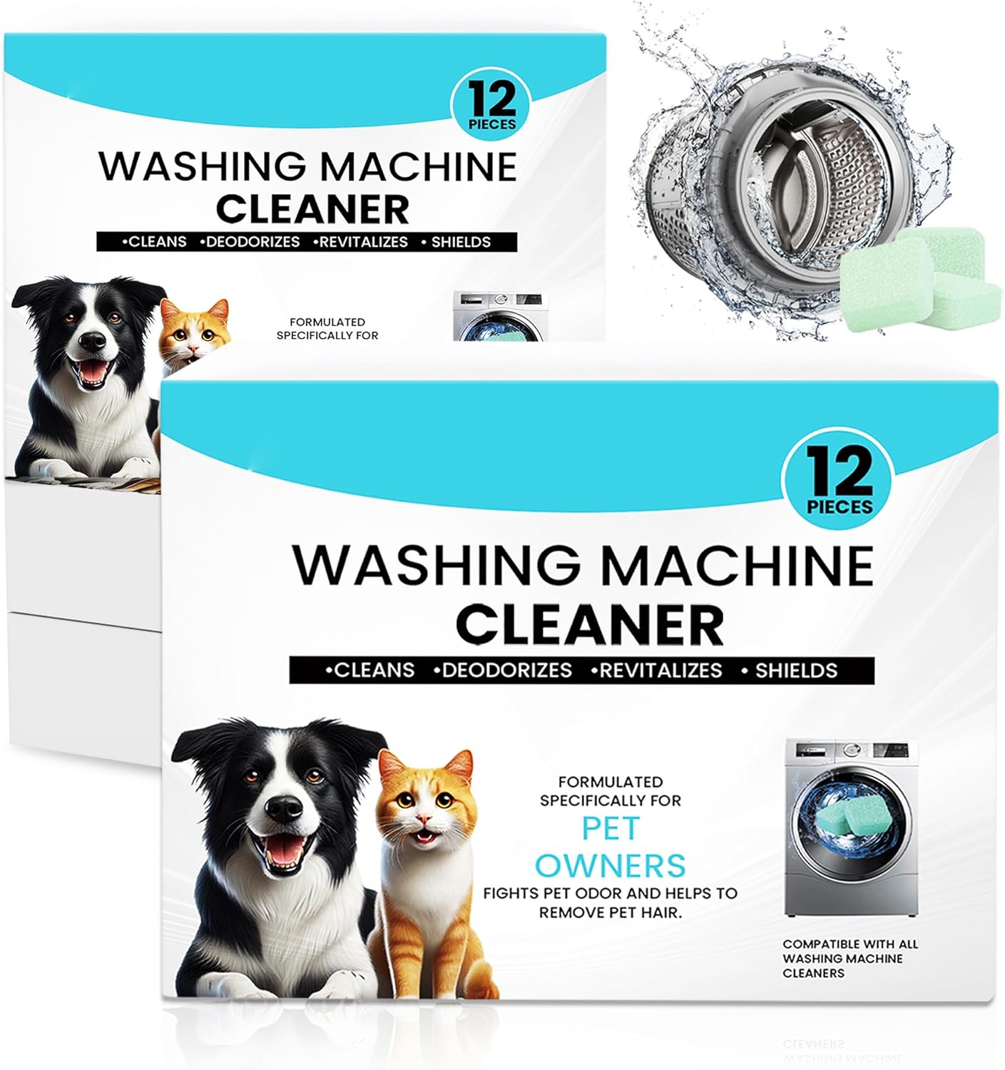 Washing Machine Cleaner 48 Pack-24 Month Supply,Cleaning Tablets Formulated for Pet Owners for