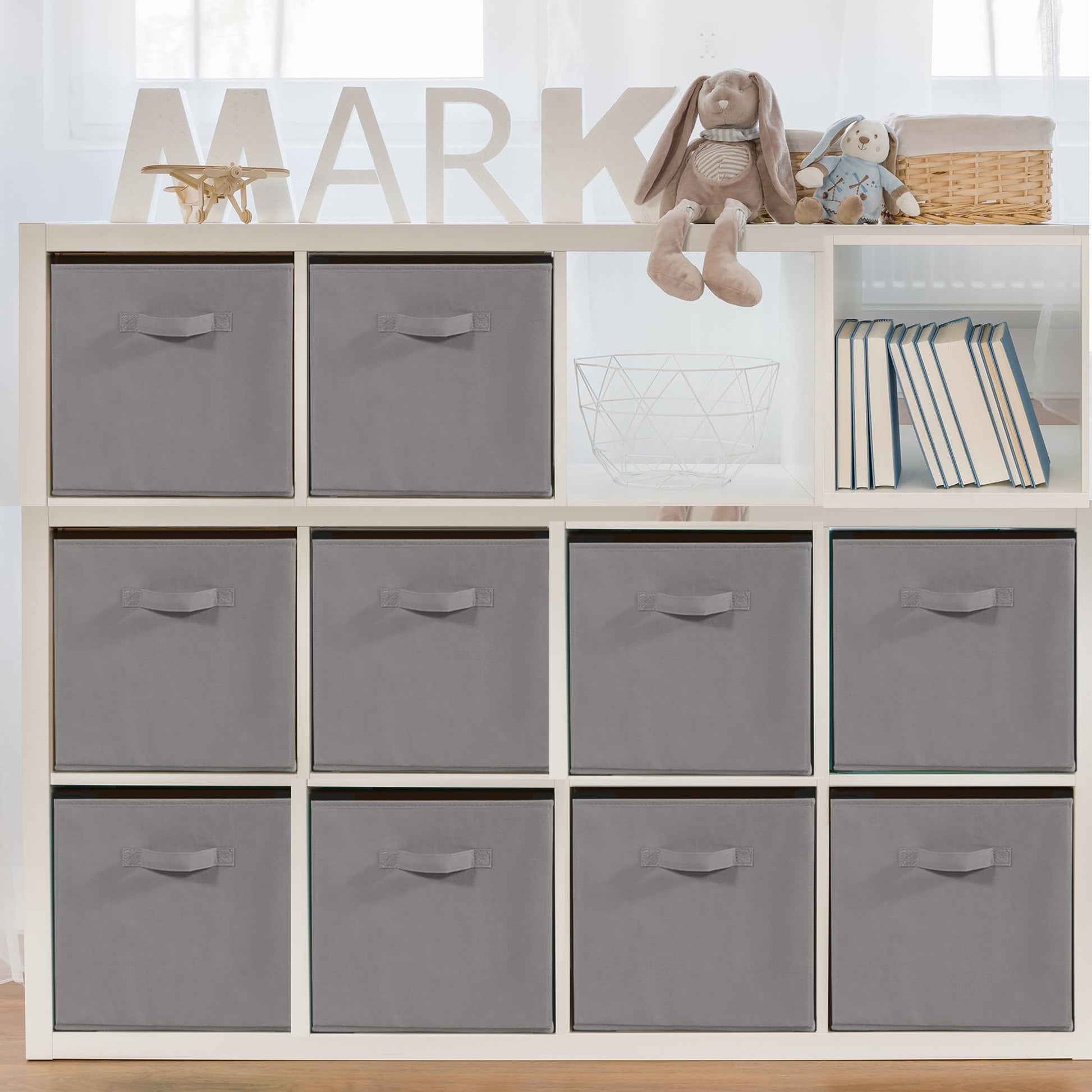 STORAGEIDEAS 11x11 Storage Bins, Set of 10 Storage Cubes, Collapsible Cube Storage Bins, Fabric