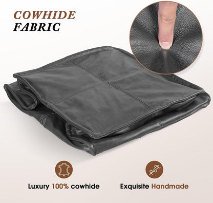 Leather Ottoman,Handmade Stuffed Square Ottoman,Genuine Leather Pouf, Foot Rest Pouf,Comfortable