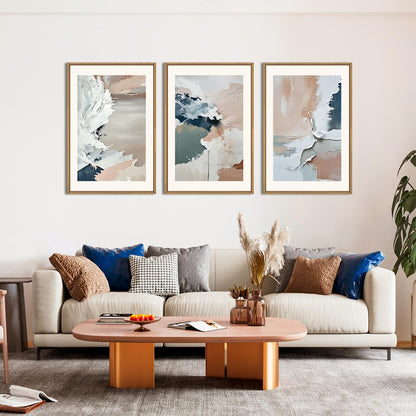 HPNIUB Large Modern Abstract Framed Canvas Wall Art Set, Minimalist Splash ink Blue Pink Pastel