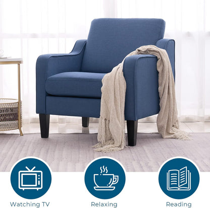 VINGLI Modern Accent Chairs Set of 2, Blue Living Room Chairs Comfy Armchair for Bedroom