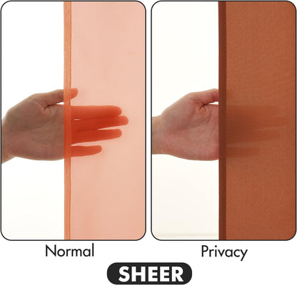 MIULEE Terracotta Privacy Sheer Curtains That Let Light in 63 Inches Long Non-See-Through Semi