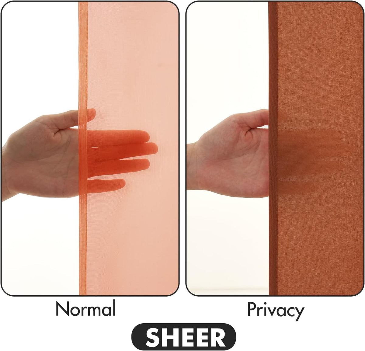 MIULEE Terracotta Privacy Sheer Curtains That Let Light in 72 Inches Long Non-See-Through Semi