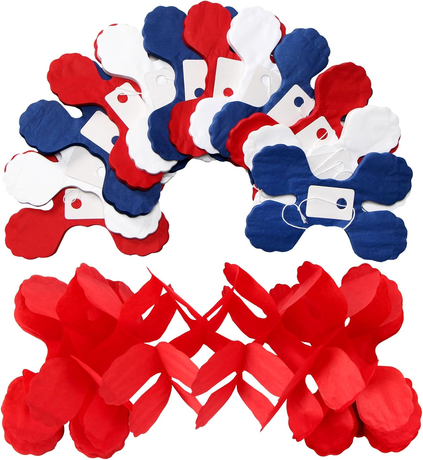Fourth-4th of July Memorial-Day Party-Decorations - 157FT Red White Blue Patriotic Streamers
