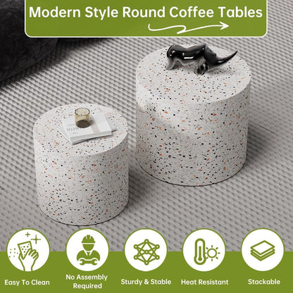 Round Nesting Coffee Tables Modern Terrazzo Coffee Table Small Round Coffee Table Circular Side