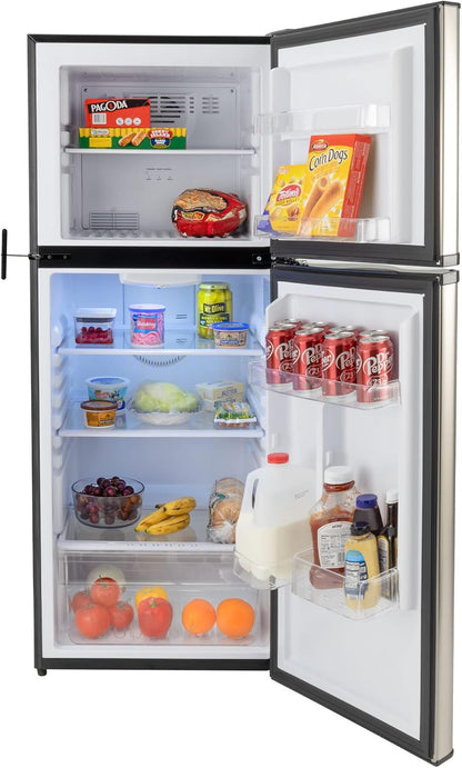 RecPro 10 Cu Ft 12V RV Refrigerator | Black Frost-Free Fridge with Freezer | Double Door