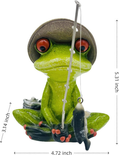 Frog Fishing Decor, Summer Garden Statues, Ocean Beach Decorations, Home Bookshelf Desktop Statues