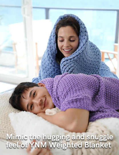YnM Chunky Cotton Knit Throw Blanket, Cable Knit Throws for Bed Couch Sofa, Comfy & Relaxing