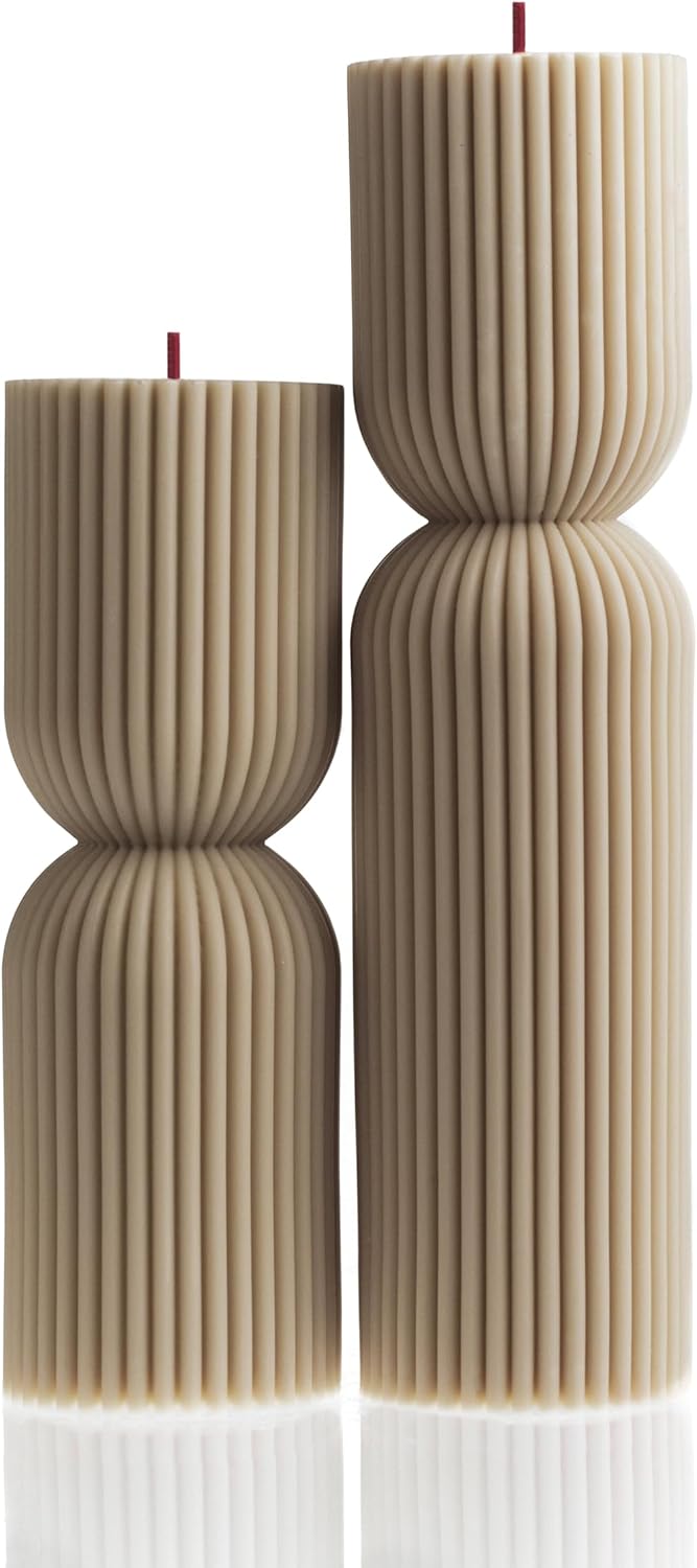 LAWA Hourglass Pillar Candle - Large Beautiful Handmade Pillar Scented Soy Wax Candle Elegant