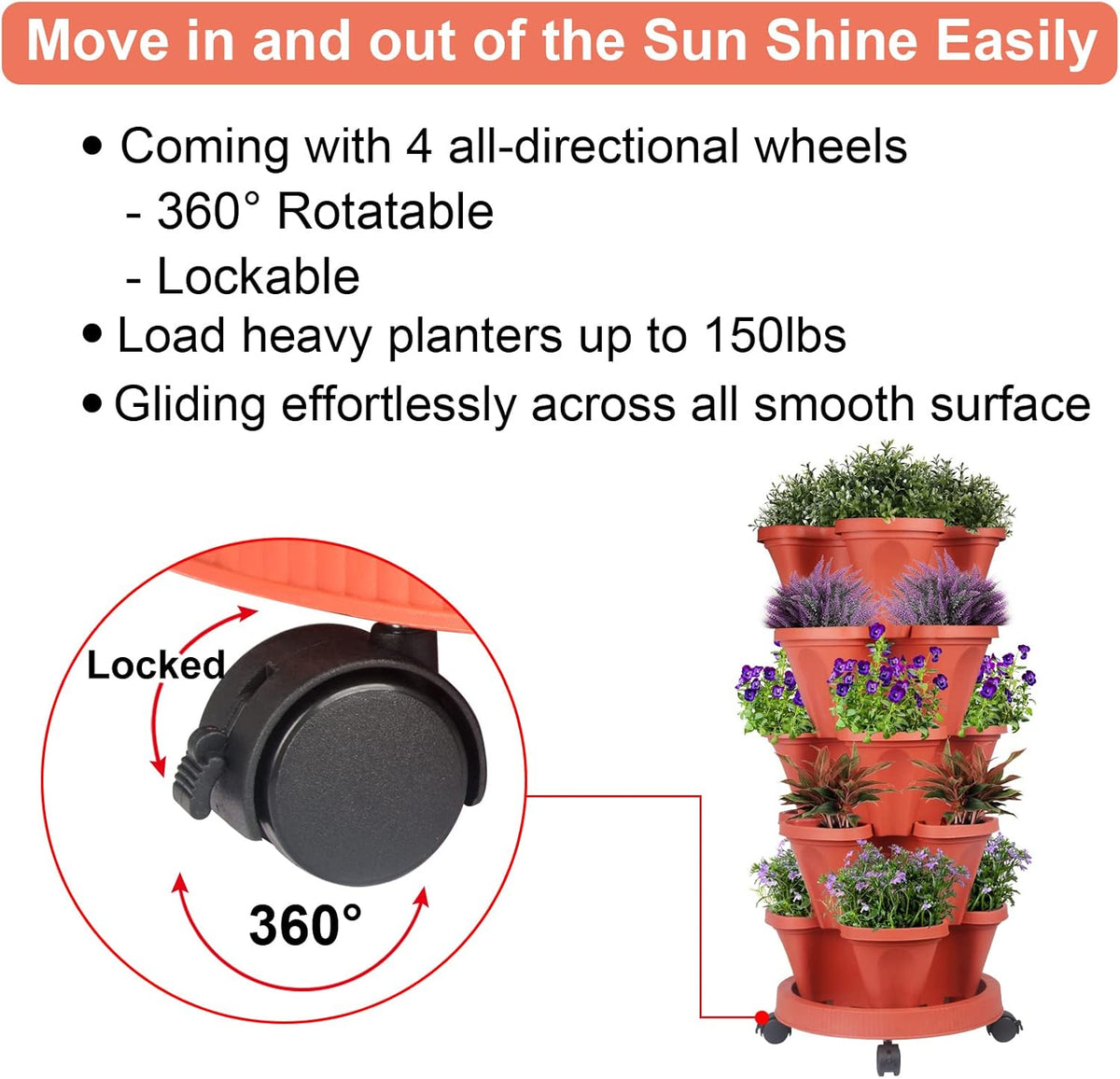 Vertical Planter 5 Tier Stackable Planters Garden Planters Strawberry Herb Flower and Vegetable