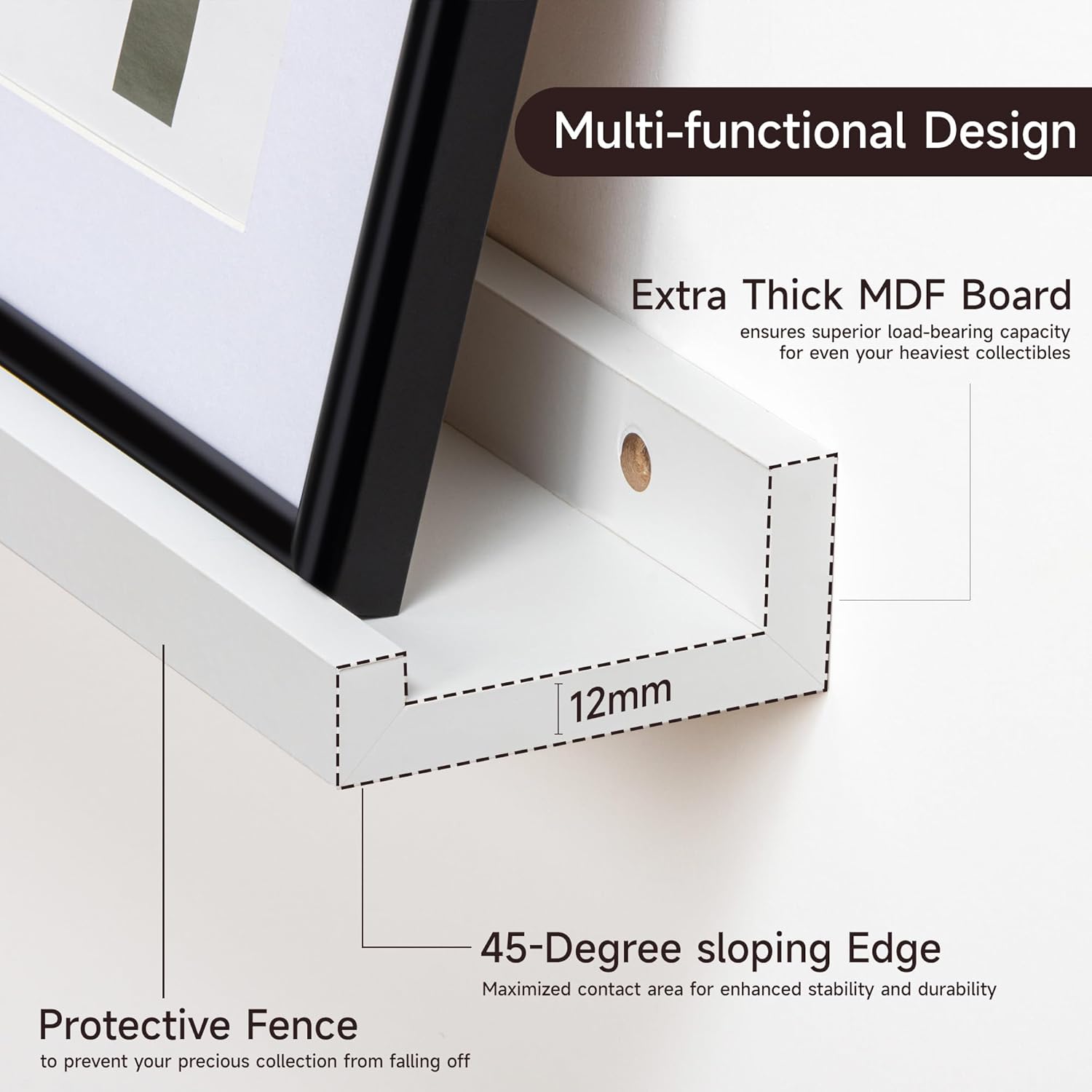 Floating Picture Ledge Shelves for Wall Set of 2, 84 Inches Picture Ledge Shelf with Long Large