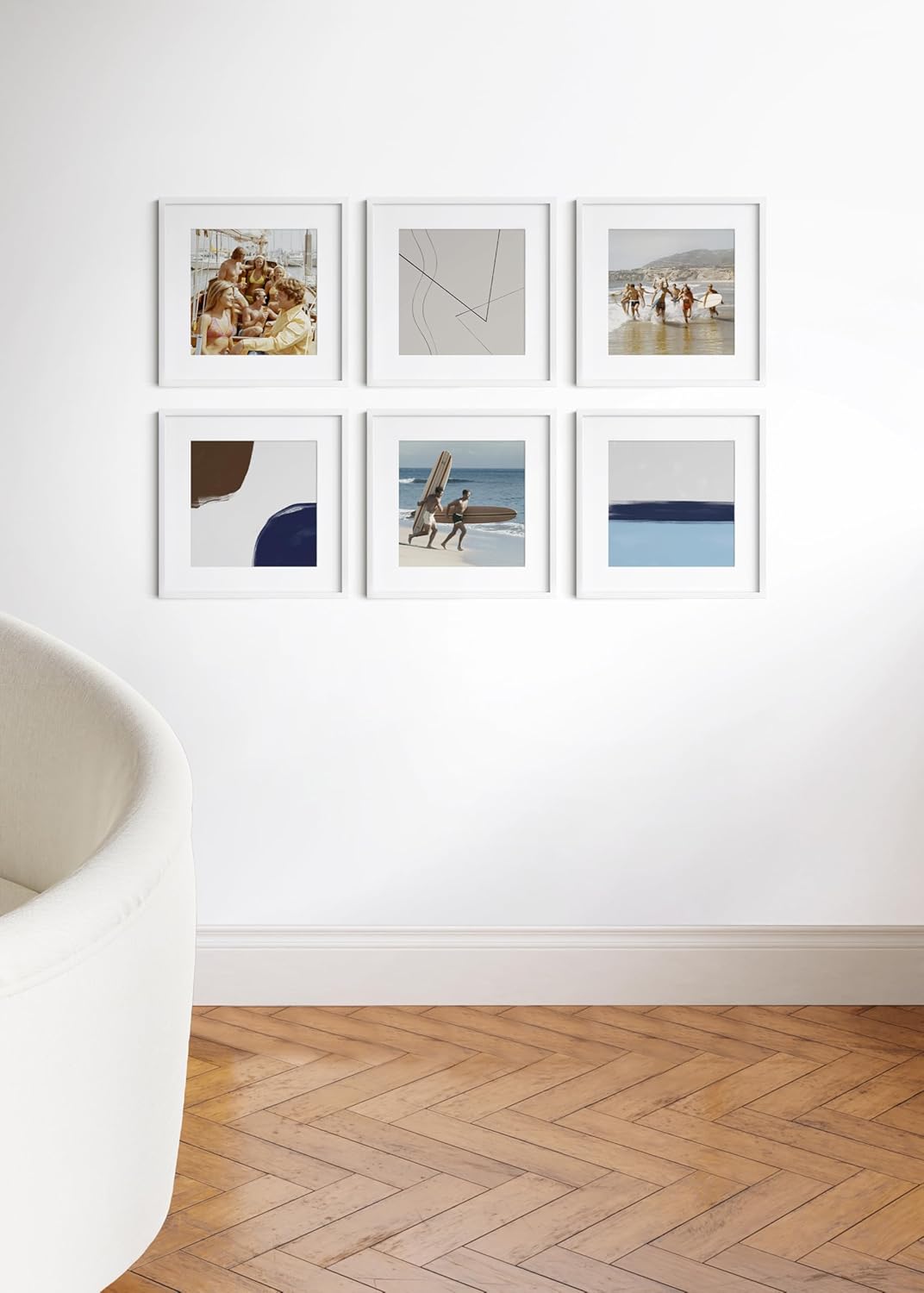 HAUS AND HUES 16x16 White Metal Picture Frames Matted to 12x12 - Features Premium Aluminum &