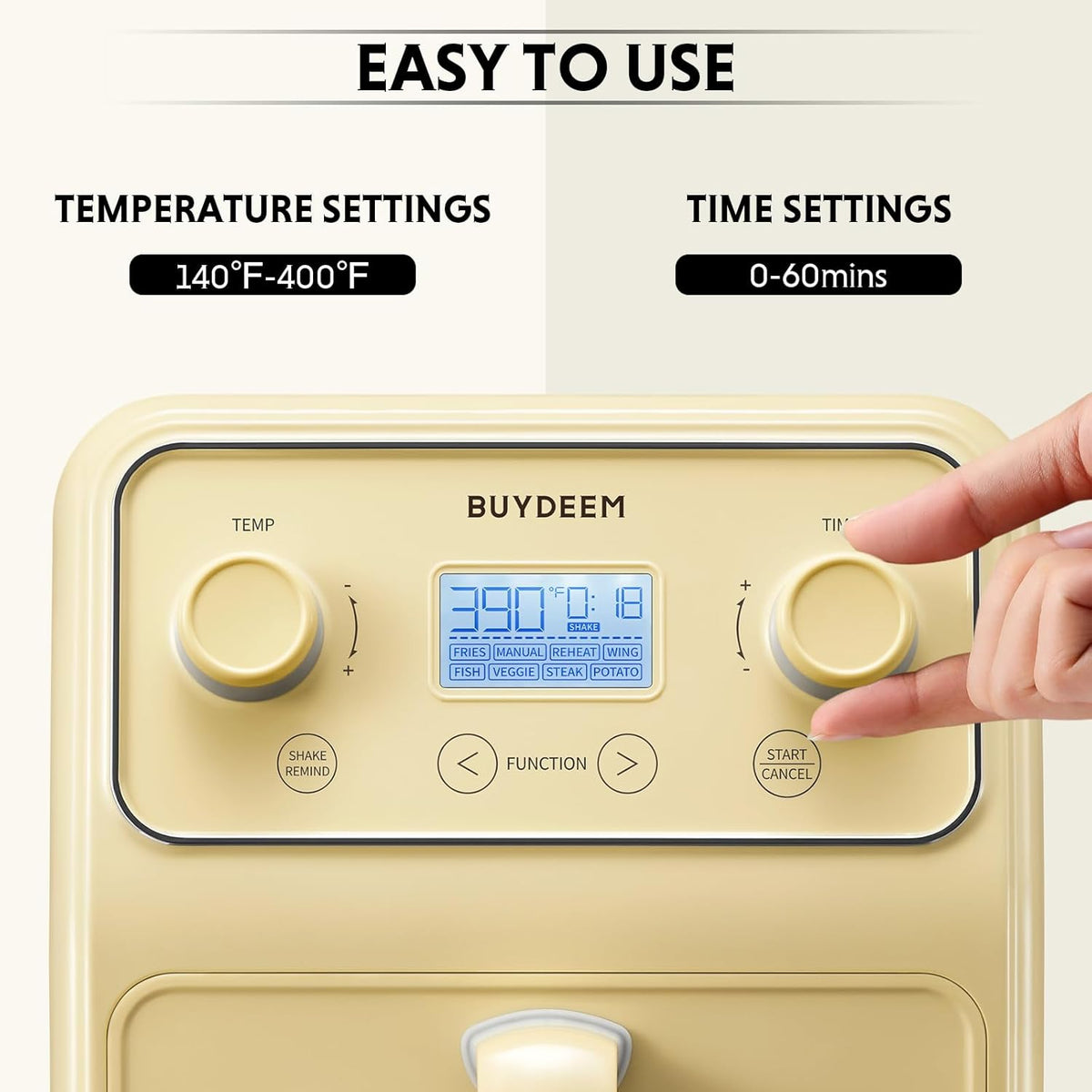 BUYDEEM F51 8-in-1 Air Fryer 4.2QT, Retro Countertop Airfryer Oven with Visible Window, Shake
