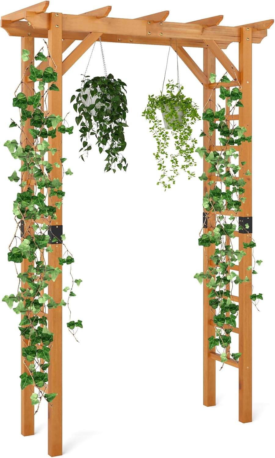 Giantex 7FT Wood Garden Arbor Trellis, Wooden Wedding Arch for Ceremony Party, Outdoor Archway
